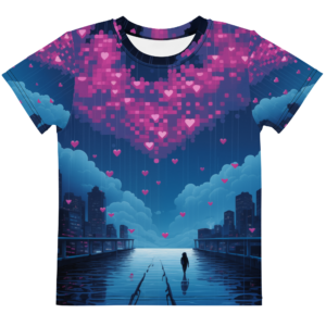 Kids "Raining Hearts" All Over crew neck t-shirt