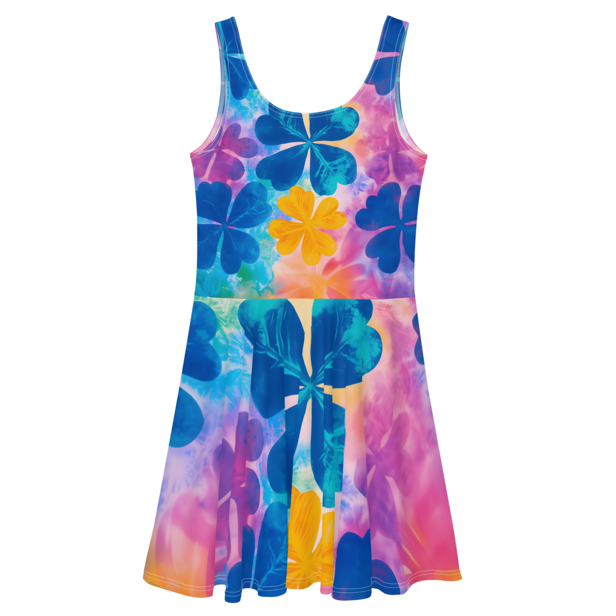 Women's Skater "Tie Dye Clover" Dress - Image 6